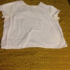 White Eyelet long crop top